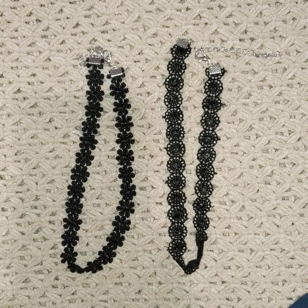 Black floral pattern chokers